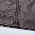 thumbnail image 4 of WIZUTIZ Men's Leather Jacket Solid Color Motorcycle Vintage Zipper Pocket Long Sleeve Hoodless PU Coat for Winter Casual Daily Outdoor Mens Fashion, 4 of 8