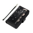 thumbnail image 6 of Zipper Wallet Case for Apple iPhone 11 6.1", Allytech Bling Glitter Leather Case with 9 Credit Card Holder Flip Magnetic Closure Stand Cover with Cash Pocket and Hand Strap, Black, 6 of 9