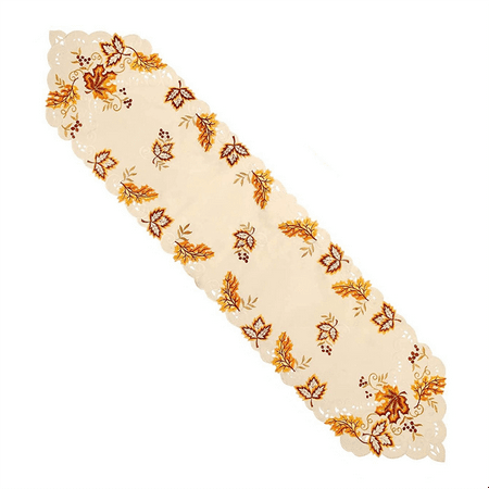 

Fall Table Runner Thanksgiving Table Runner Embroidered Farmhouse Maple Leaves Handmade Home Table Cover Indoor Decor