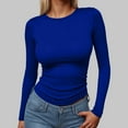 thumbnail image 2 of felwors Women's Long Sleeve Shirts，2025 Casual Basic Going Out Crop Tops Slim Fit Tight Y2K Clothes Dark Blue, XL, 2 of 4