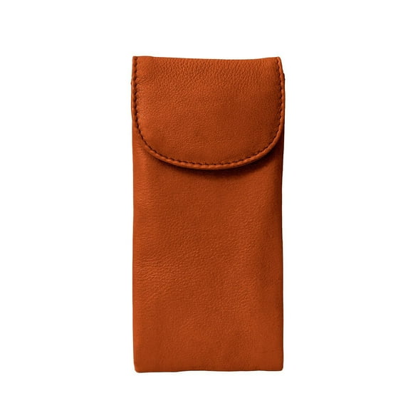 Estuche para anteojos ili New York de cuero con doble solapa en naranja