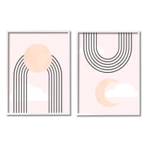 Stupell Industries Rising Sun Rainbow Crescent Moon Abstract Pink Sky, 24 x 30, Design by Daphne Polselli