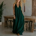 thumbnail image 2 of longantii Summer Dresses for Women Flowy Casual Maxi Dress Beach Vacation Sundresses Sleeveless V Neck Loose Boho Dresses Dark Green XXXL, 2 of 5
