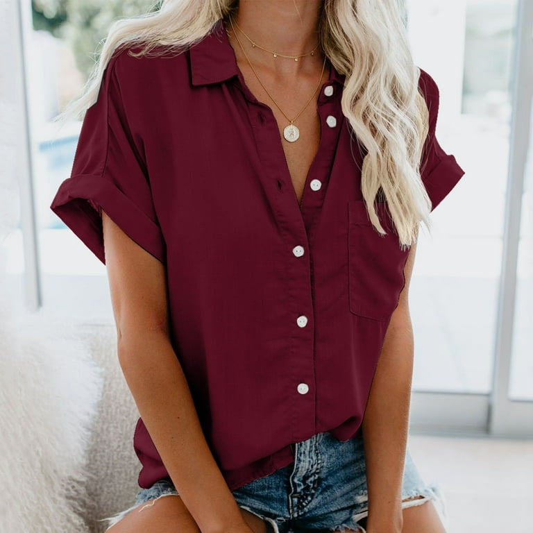 Summer Tops, Women Blouses, Stylish Women's Short Sleeve Casual