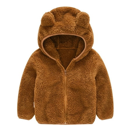 

Shakub Child Kids Girls Boys Fleece Fluffy Coat Cute Hoodie Jacket Winter Warm Zipper Outerwear