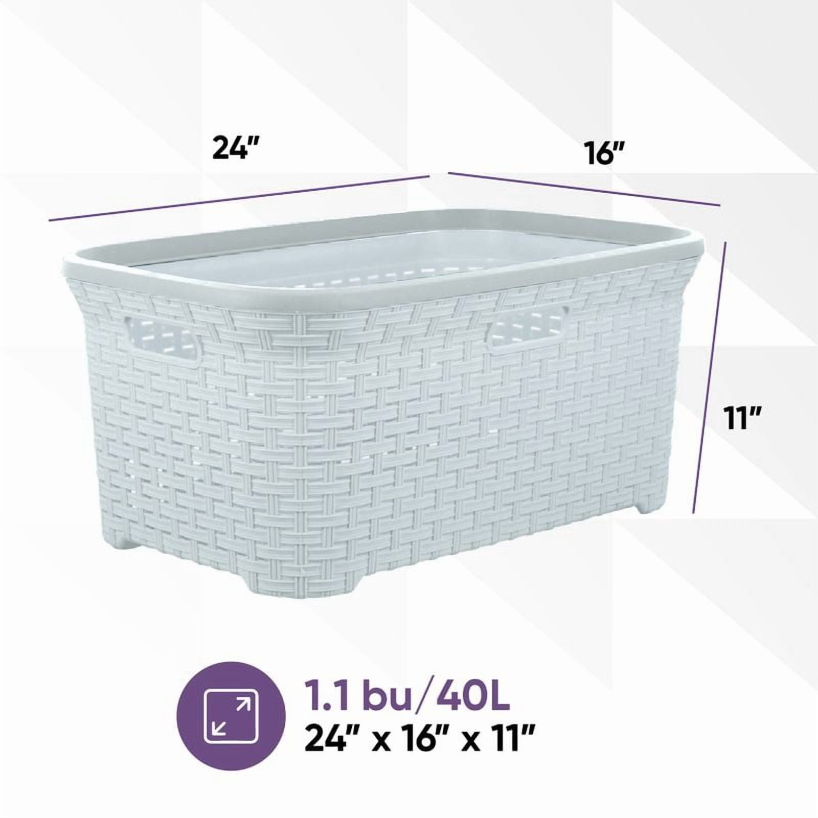 Superio Wicker Style Laundry Basket with Cutout Handles, Perforated Laundry Basket, Dirty Clothes Hamper for Laundry, Bathroom, Bedroom – 50 Liter, 1.4 Bushel
