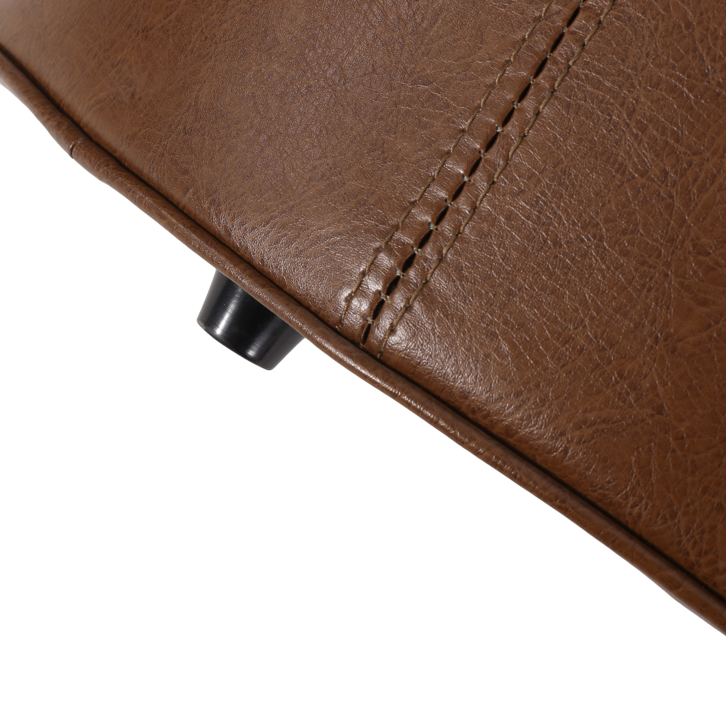 Noble House Derring Faux Leather Small Ottoman, Cognac Brown