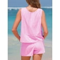 thumbnail image 5 of Qaspx Womens 2 Piece Outfit Sleeveless Tank Top Matching Shorts Loungewear Striped Vacation Sets, 5 of 6