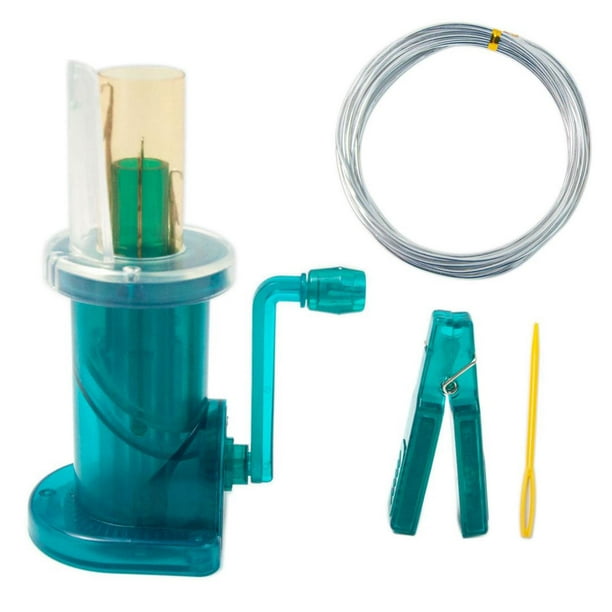 Mini máquina de tejer doméstica para hacer nudos de cola de pescado, bufandas y suéteres, color verde