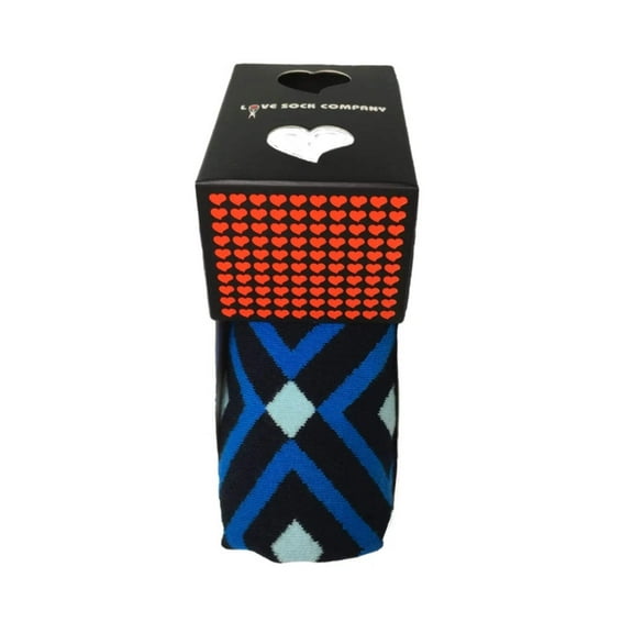 Love Sock Company Colorful Fun Patterned Men's Dress Socks Mirrors Blue (M)