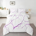 thumbnail image 3 of Manfei Marble Texture Road Full Size Comforter Sets,Modern Minimalist Artistic Bedding Comforter Set,Purple White Bedding Sets For Adults,Microfiber Room Decoration,3pcs, 3 of 9