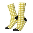 thumbnail image 1 of Bingfone Yellow Checkboard Print Compression Socks for Women and Men Long Socks for Running Athletic Cycling Nurse, 1 of 6