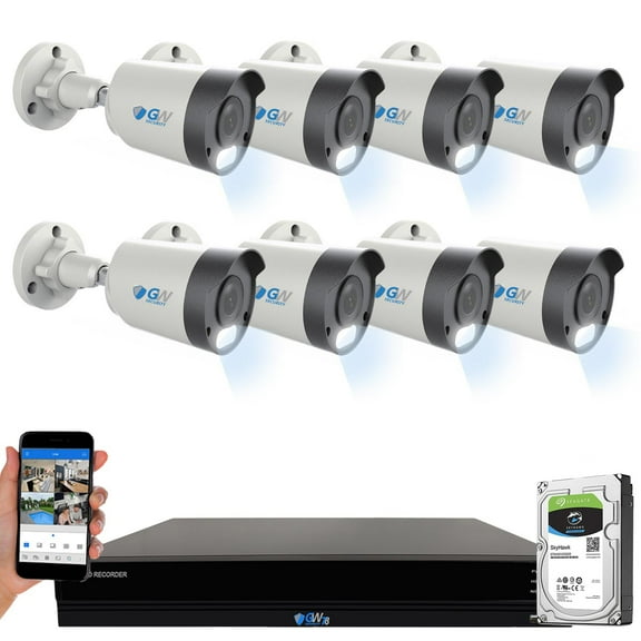 GW 16 Channel 4K NVR 8MP (3840x2160) H.265  Sony Starvis Starlight Smart AI Security Camera System - 8 x UltraHD 4K Human Detection PoE IP Bullet Camera - 8MP (Two Times the Resolution of 4MP HD)