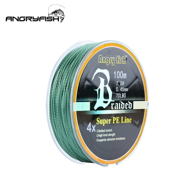 ANGRYFISH Diominate PE Line 4 Strands Braided 100m/109yds Super Strong Fishing  Line 10LB-80LB Dark Green 