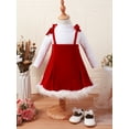 thumbnail image 2 of Bagilaanoe 2Pcs Toddler Baby Girls Christmas Clothes Ribbed Long Sleeve Turtleneck Tops + A-Line Velvet Dress 6M 12M 18M 24M 3T 4T Kids Casual Outfits, 2 of 6