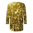 thumbnail image 5 of ZMHEGW Womens T Shirts Trendy Graphic Sequin Casual Printed Round Neck Loose Sleeved Quarter Sleeved Top Tshirts, 5 of 5