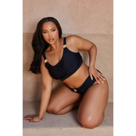 Amour Curve  Black  Crop Crystal Bikini Top