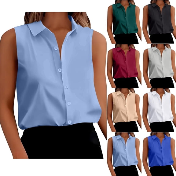 Agkizg Satin Collared Sleeveless, Women's Button Front Camisole, Dress Lining Top, Elegant Under Blouse for Suits