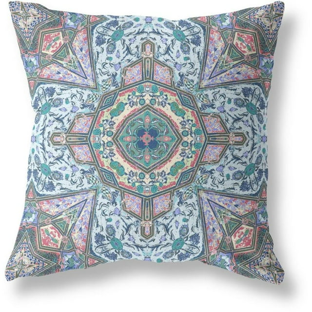 Oreiller en Tissu Intérieur/extérieur avec Zip en Rose Bleu 26x26