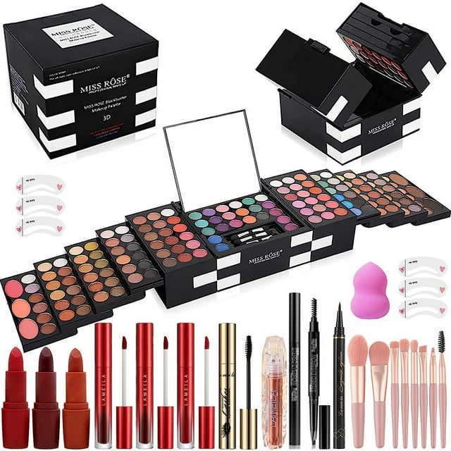 Set de maquillaje Miss Rose M 148 colores con lápiz labial y delineador de ojos