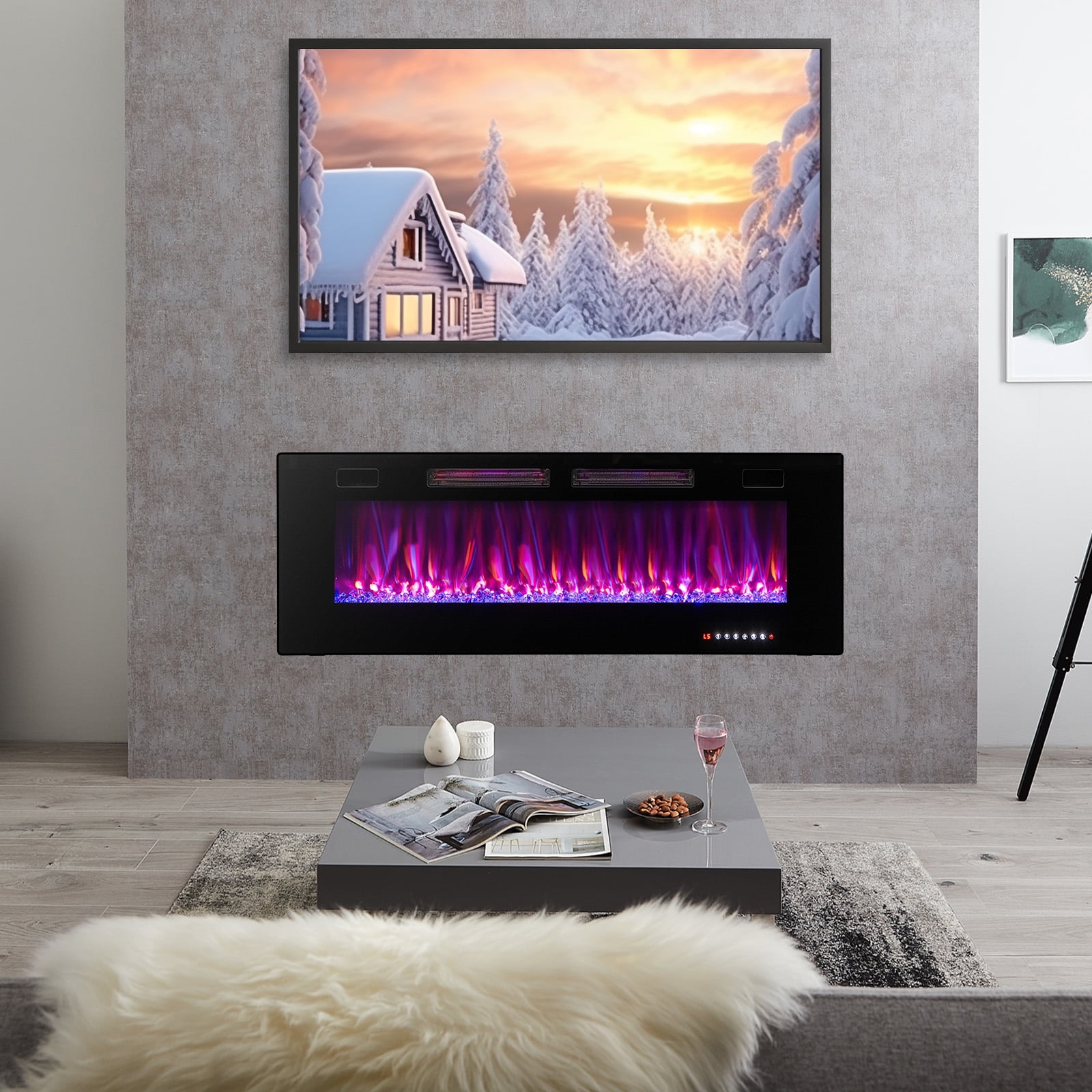 heater8枚セット Giantex 42/50/60/72 Inches Ultra-Thin Electric Fireplace, Wall