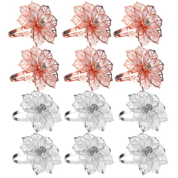 12 Pcs Flower Napkin Ring Napkin Rings Towel Round Napkin Holder for Table Dining Decoration Supplies