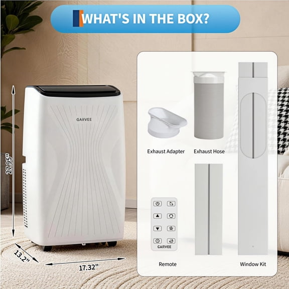 Portable Air Conditioner 14000 BTU, 5-in-1 Mobile AC Unit with Cooling, Dehumidifier, Fan, Auto & Sleep Modes, LED Display, Remote Control, Cools Rooms up to 650 Sq.Ft.