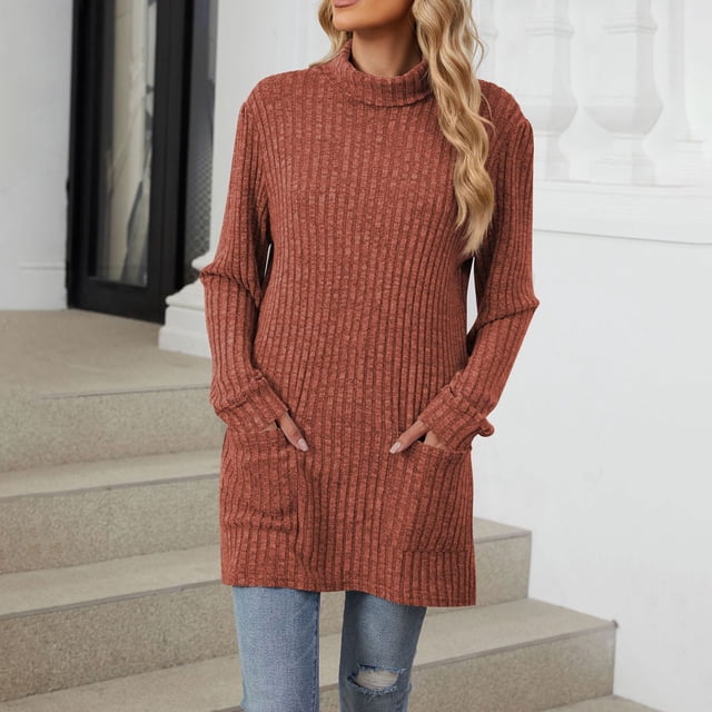 TINZ Nouveau Chandail à Demi-Col Roulé à Manches Longues pour Femmes avec Poche Ample, Chandail en Molleton à Manches Longues en Gelée pour Hommes, Chandail d'Hiver