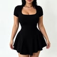 thumbnail image 4 of Blmnix Corset Woman Dress Sexy A Line Dresses Tent Under Dress Short Sleeve Mini Square Neckline Black Adjustable Waist Plus Size Summer Dresses XXL, 4 of 6