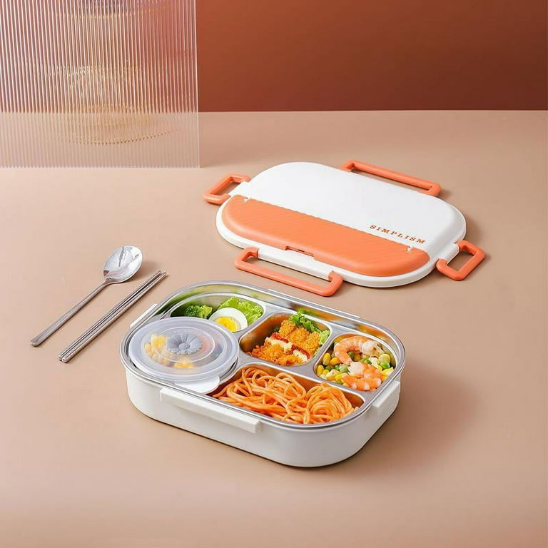 1pc Student 316 Stainless Steel Canteen Lunch Box, Household 4