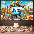 thumbnail image 6 of LUUFILx Kids Birthday Party Train Theme Backdrop Happy Birthday Banner Photography Background for Childrens Party Decorations Photoshoot Celebration Event Fun, 6 of 7