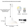 thumbnail image 3 of FSLiving White Circular Shade Pendant Light with Rechargeable Battery Operated LED Bulb Adjustable Wire Length Hanging Light RGB Mode Dimmable Timing Lighting Fixtures for Kitchen Counter - 1 Light, 3 of 5