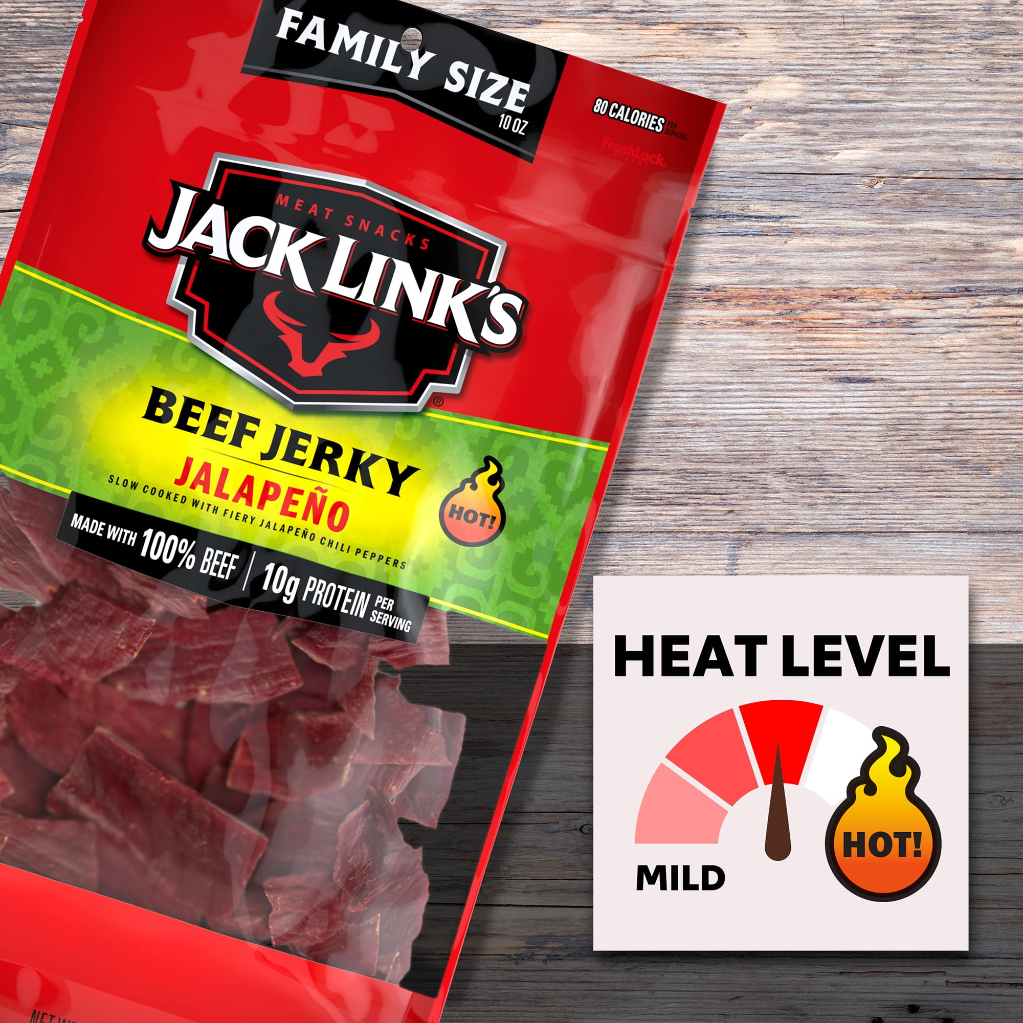 (8 pack) Jack Link’s Spicy Beef Jerky, Jalapeño, Made With 100% Beef, 10g of Protein per Serving, 10 Ounce Bulk Bag
