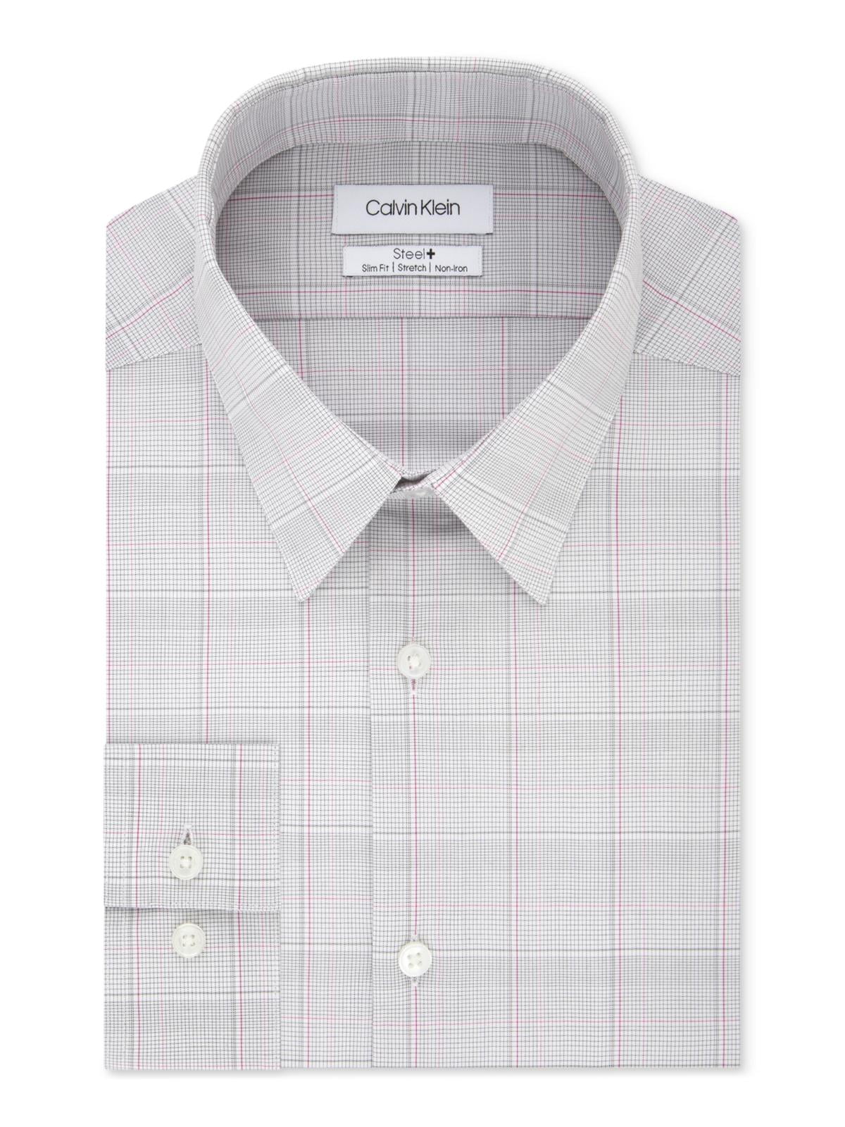 Calvin Klein Mens Check Slim Fit Button-Down Shirt 