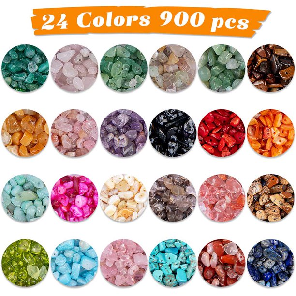 Juego De Fabricación De Joyas, 24 Cuentas De Piedras Preciosas Naturales De Colores, Cuentas De Piedra De 5-7 Mm, 1073 Piezas De Anillos, Juego De Bricolaje Para Joyería, Collar, Pulsera, Pendiente