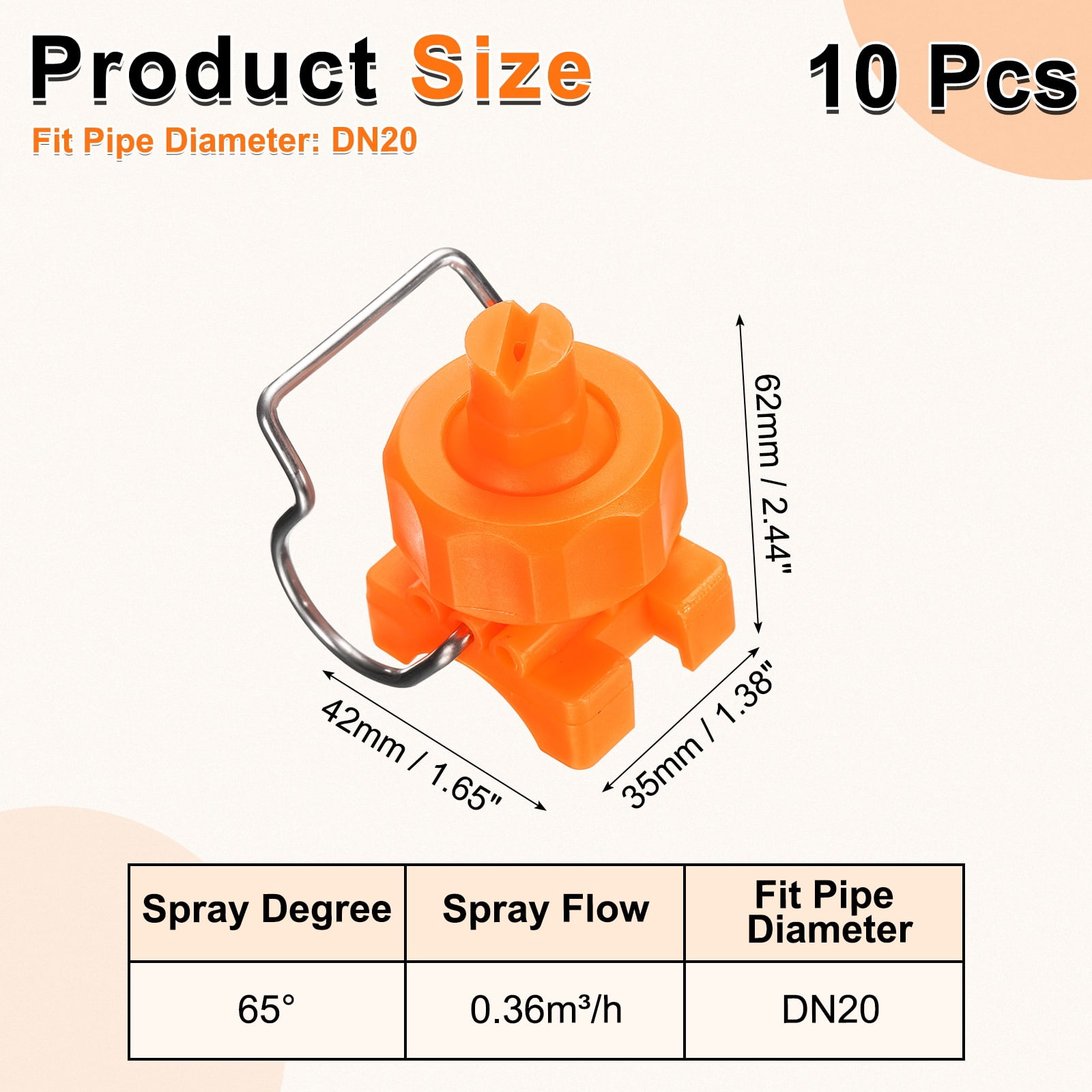 Uxcell 10 Pack Flat Fan Spray Tip, 65 Degree Spray Nozzle with Clip Adjustable Plastic Yellow Nozzles Fit 3/4" Hose, 0.36 Cubic Meters Per Hour