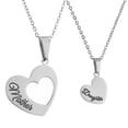 thumbnail image 2 of Collar de corazón de acero inoxidable para madre e hija, collares de amor con letras grabadas de empalme para mujeres, niñas, regalo de joyería para mamá, Juego de 2 piezas, 2 of 3