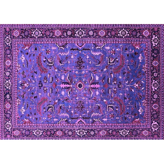Ahgly Company Indoor Rectangle Oriental Purple Traditional Area Rugs, 8' x 10'