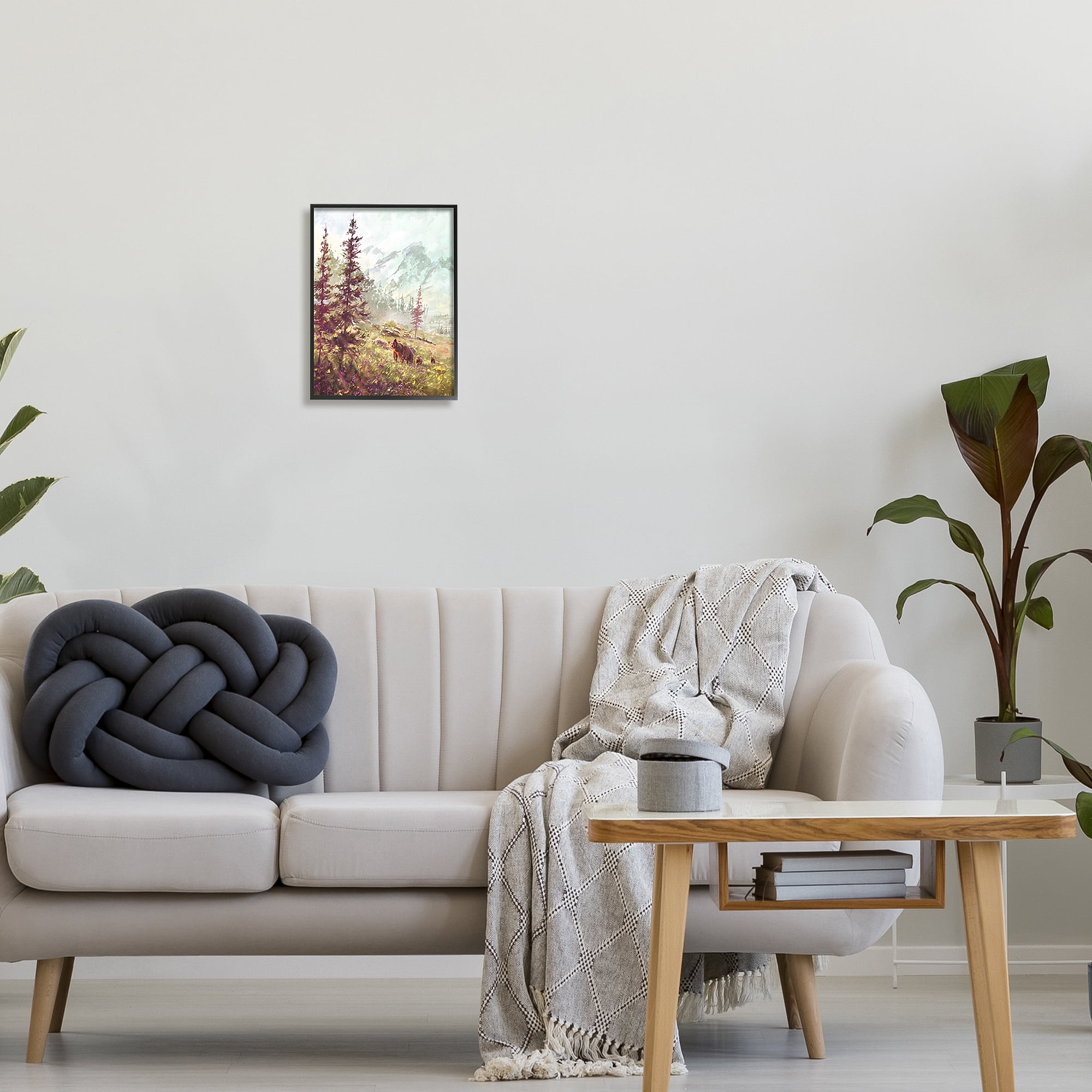 Stupell Baby Bear Family Woodland Mountains Animals & Insects Painting Black Framed Art Print Wall Art