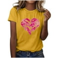 thumbnail image 1 of WEAIXIMIUNG T-Shirt Décontracté Col Rond pour Femmes avec Imprimé Cœur de la Saint-Valentin Manches Courtes, 1 of 5