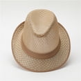 thumbnail image 5 of HGIEYS Straw Fedora Hat for Women Men Mesh Trilby Hat Panama Cuban Summer Beach Sun Outdoor, 5 of 5