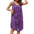 thumbnail image 2 of Nightgowns for Women Summer Lightweight Silky Loose Fit Sleeveless V Neck Lace Neckline Sleep Dress Pajama Dress, 2 of 7