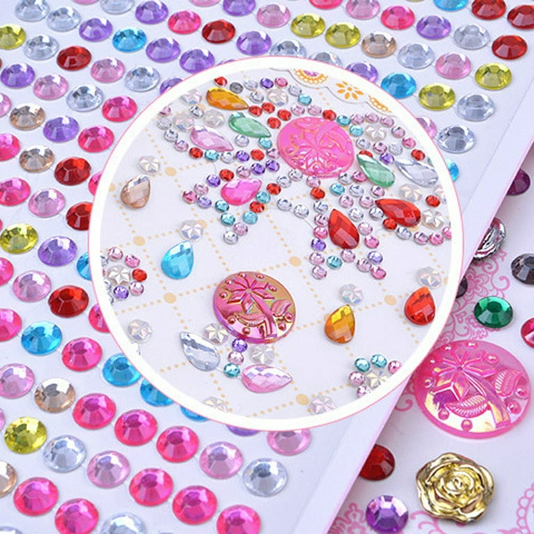 Flowers Gem Stickers, Maxleaf 3D Self Adhesive (Approximately 900PCS)  Rhinestone Jewels Gem Stickers for Crafts Nail Makeup Kids Gift