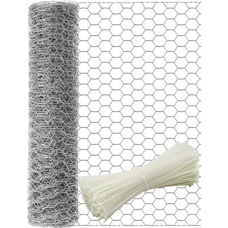 Chicken Wire 16'' x 396''(40cm x 10m), Outdoor Anti-Rust Hexagonal Galvanized Chicken Wire Mesh Fencing to Protect Gardening Plants Vegetables Flowers Fruits From Dogs Rabbits Squirrels, 32ft