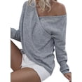 thumbnail image 6 of Xuanfei Women V Neck Long Sleeve Knitted Blouse, 6 of 7