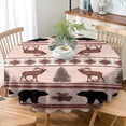 thumbnail image 4 of Black Bear Deer Tribal Round Tablecloth -Country Cabin Bear Deer Vintage Farmhouse Style Design Waterproof Antiwrinkle Tablecloths,Parties, Weddings, Kitchen Table Cover 60", 4 of 6