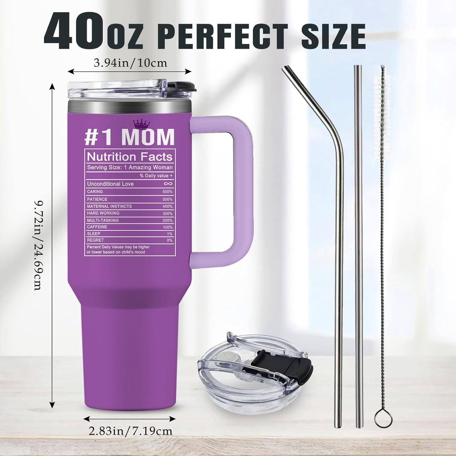 Gifts for Mom from Daughter Son - Best Mom Ever Gifts Cups Tumbler with Handle 40oz Christmas Birthday Present Drinking Cup for Moms, Mama, New Moms, Best Mother Stainless Steel Coffee Travel Mugs