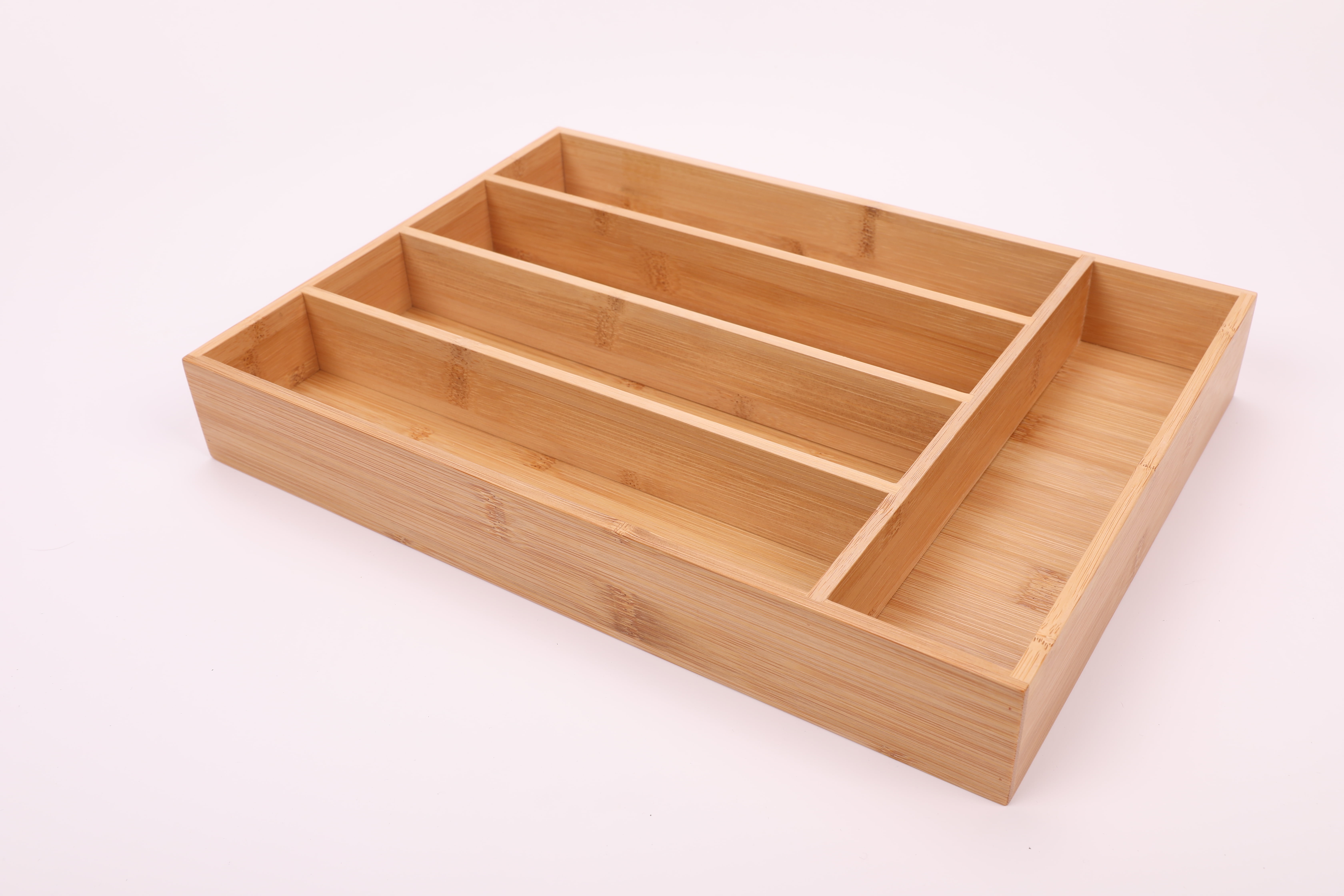 Better Homes & Gardens Natural Bamboo Cutlery Tray 13.98 x 10.04 x 1.97 Inch Kitchen Flatware Drawer Organizer Dividers with 5 Compartment