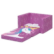 Delta Children Unicorn 2-in-1 Cozy Convertible Flip-Out Foam Chair, Toddler, Pink