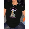 thumbnail image 2 of Women's Humorous Skeleton & Rainbow Graphic Tee - Casual Round Neck Short Sleeve, Comfortable Polyester Blend Summer Top, Machine Washable, 2 of 8
